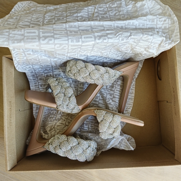 Steve Madden Beige/Neutral tone Rhinestone Sandals - Picture 5 of 7